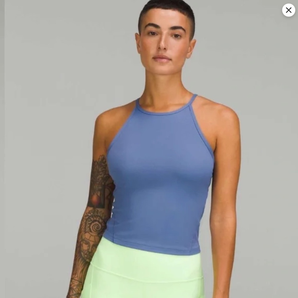 Lululemon water drop blue high neck tank size 2